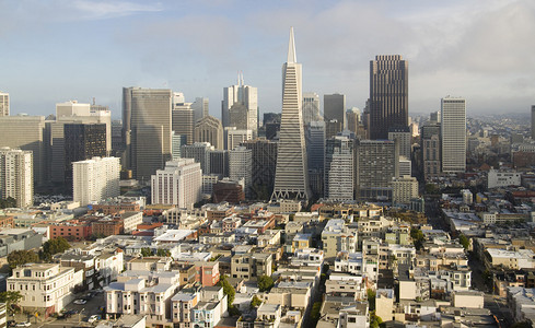 旧金山市中心的全景背景图片