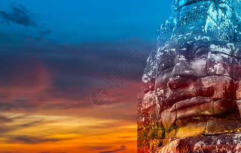 柬埔寨国王拜昂寺安哥罗托姆的石头脸图片