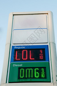 汽油价格显示的加油站便利商店外面的牌子上图片