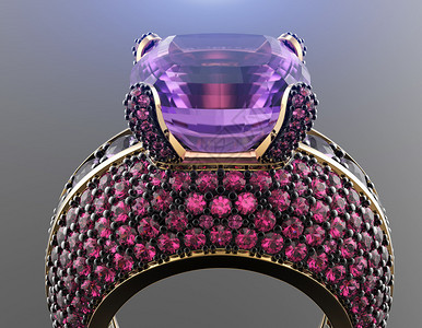 紫色钻石黄金首饰戒指图片