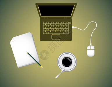 膝上型笔记本电脑咖啡垫和鼠标图片