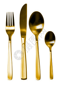 用叉子刀子和勺子隔离的餐具图片