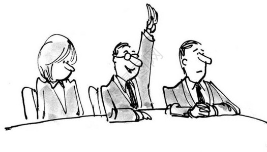 关于三个商务人士在一次会议上的商务漫画图片