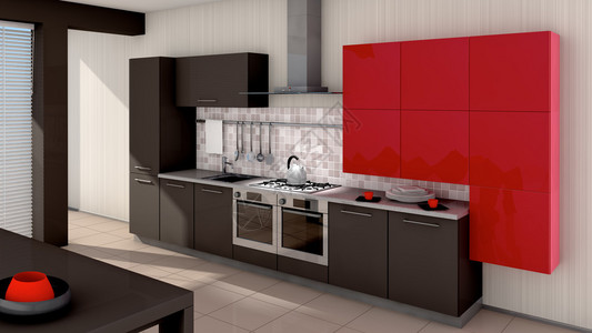 现代厨房内部3d制作图片