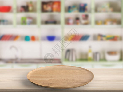 3d渲染木板与厨房背景图片