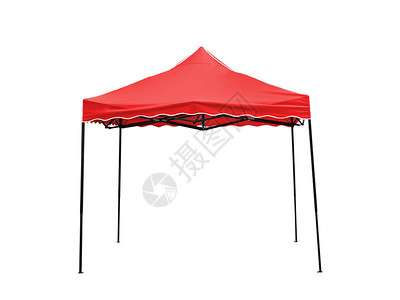 弹出凉亭白色背景上的红色雨帐篷背景图片