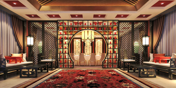 客厅和餐厅的3d渲染图片