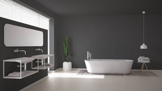 斯堪的纳维亚卫生间白灰色背景图片