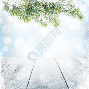 圣诞节冬季背景有雪绒和模糊图片