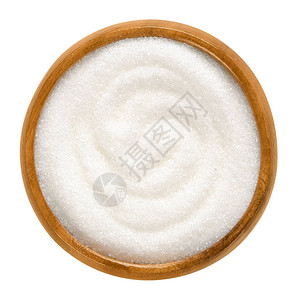 木碗中的细粒白糖精制食糖晶体甜的可溶碳水化合物蔗糖背景图片