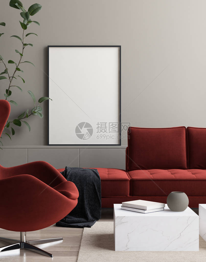 现代室内海报模型3d渲染图片
