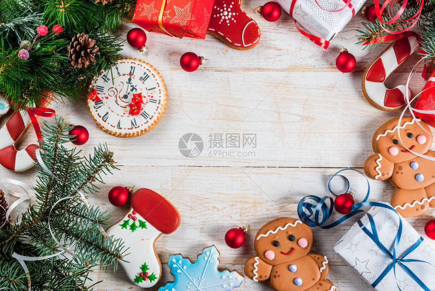 节日圣诞木制白色背景图片