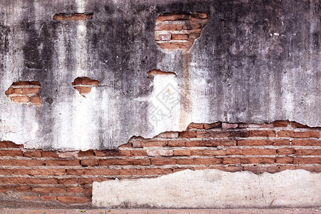旧红砖墙破裂混凝土复古砖墙背景图片