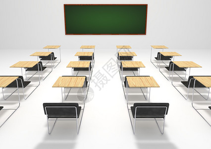 带有黑板和书桌的简易学校教室教育背景为图片