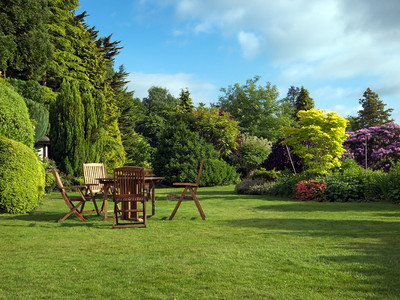 带家具的夏季英式花园图片