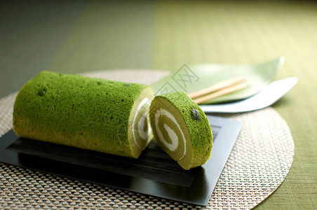 切片绿茶卷饼图片