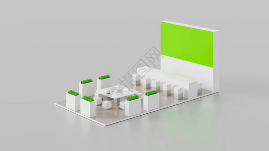 空白色和绿色展间复制空间图解3D翻图片