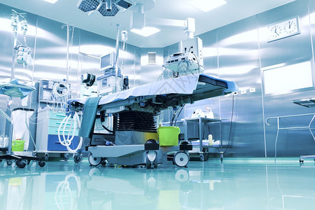 运维配备现代设备的手术室背景