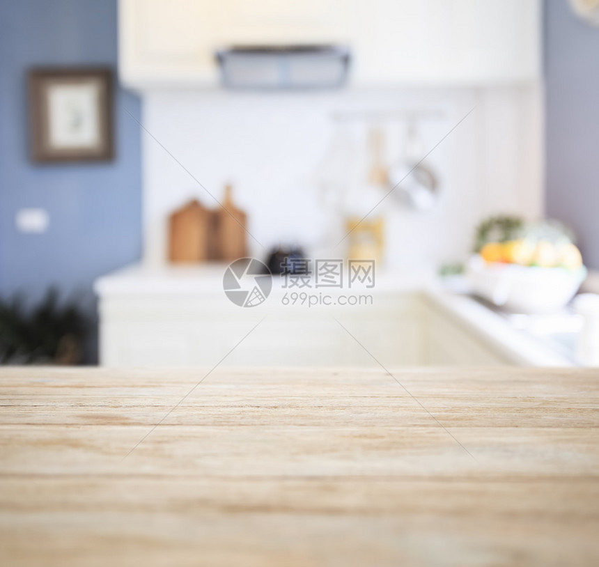 桌顶柜台有模糊的厨房食堂图片