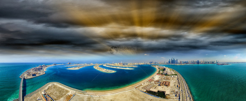 迪拜Jumeirah棕榈山日落图片
