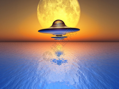 科幻小说插图UFO在满月背图片