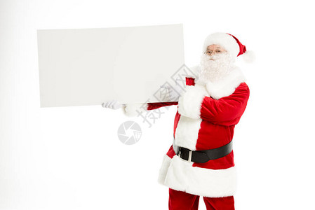 手拿着白板的圣诞老人背景图片