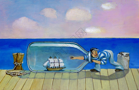 码头上的水手应该乘一艘封闭的船背景图片