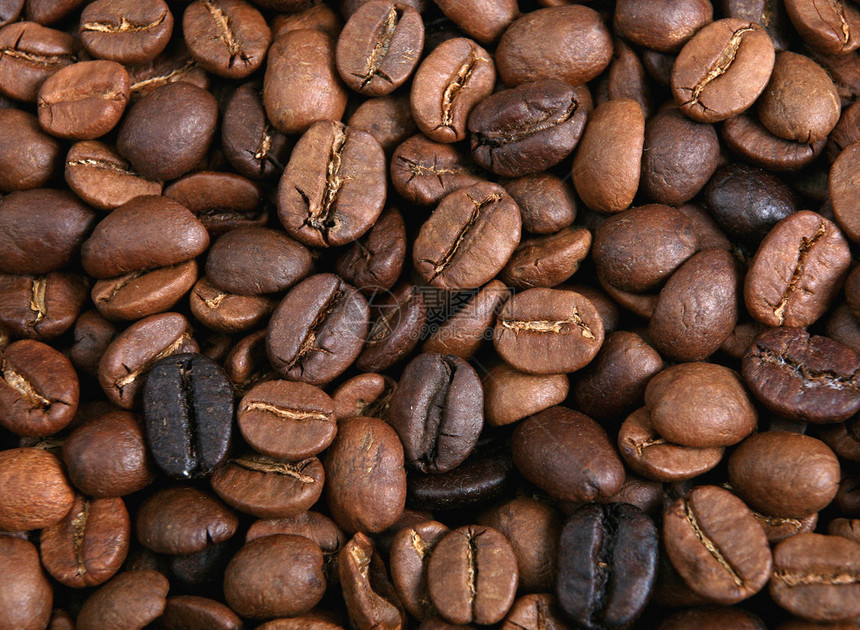 混合黑咖啡豆和轻咖图片