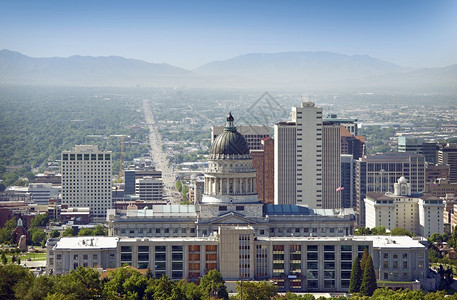 盐湖城全景和首都大厦美国背景图片