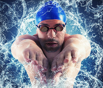 专业游泳运动员入水飞溅图片