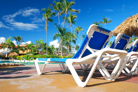 热带酒店的游泳池背景图片