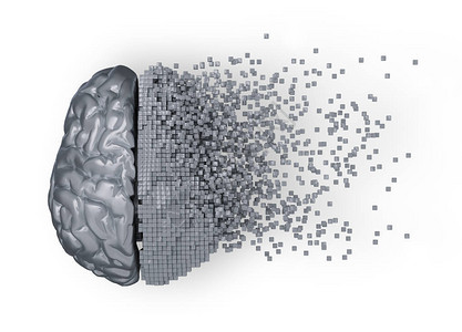 金属数字大脑的解体3D插图图片