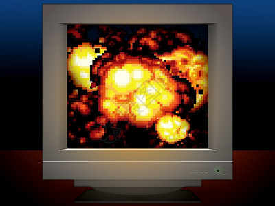 显示器屏幕插图上的反光视频游戏图片