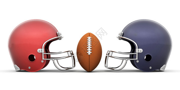 3D橄榄球和头盔图片