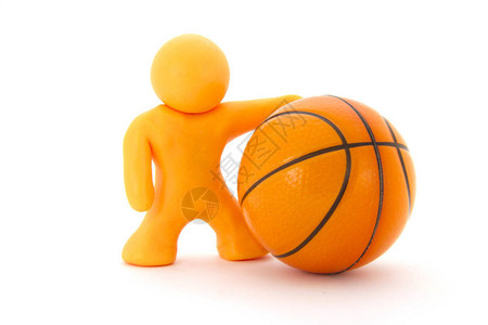 手工坊活动橙色橡皮泥字符和篮球橙色篮球比赛符号体育图标活动在白设计图片