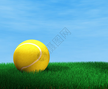 绿草上网球的3d图像背景图片