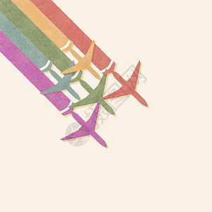 纸张纹理五颜六色的飞机图片