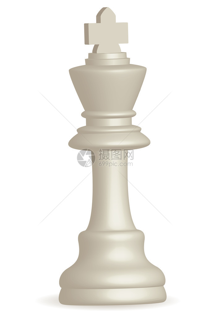 国际象棋王在白色背景上的插图图片