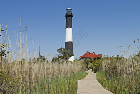 纽约长岛海岸边的火岛灯塔FireIslandLight图片