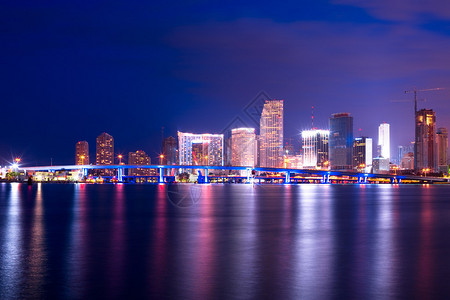进入美国佛罗里达州迈阿密市中心市中心港口设施后的城市图片