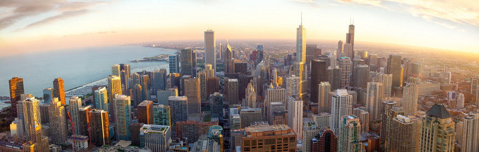 芝加哥航空日落时全图片