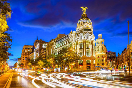 马德里西班牙城市风景在卡列德阿尔卡图片