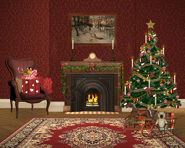 可爱的圣诞房间图片