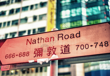 香港弥敦道方向标志图片