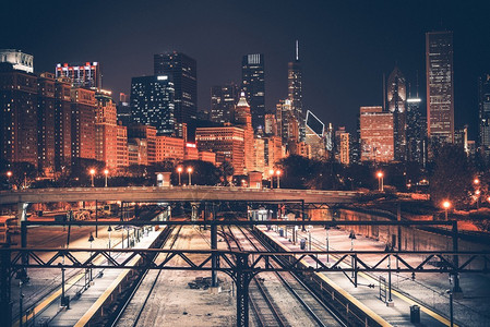 美国伊利诺斯州芝加哥芝加哥天线和铁图片