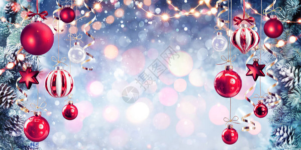 圣诞节圣诞红标语与闪光背景的图片