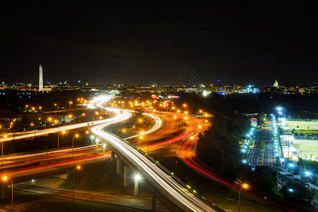 哥伦比亚特区华盛顿市城概况夜间长期接图片