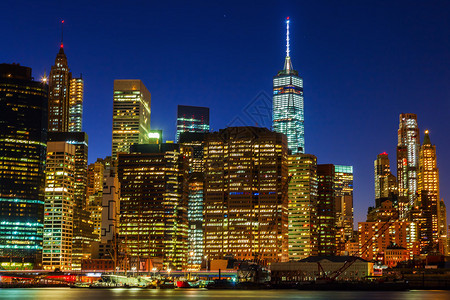 纽约市曼哈顿夜景图片
