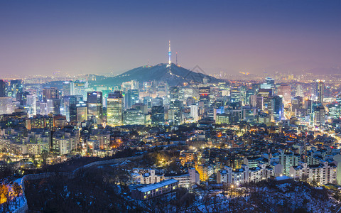 首尔韩国晚上天际线图片