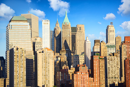 纽约市的曼哈顿下城建筑背景图片